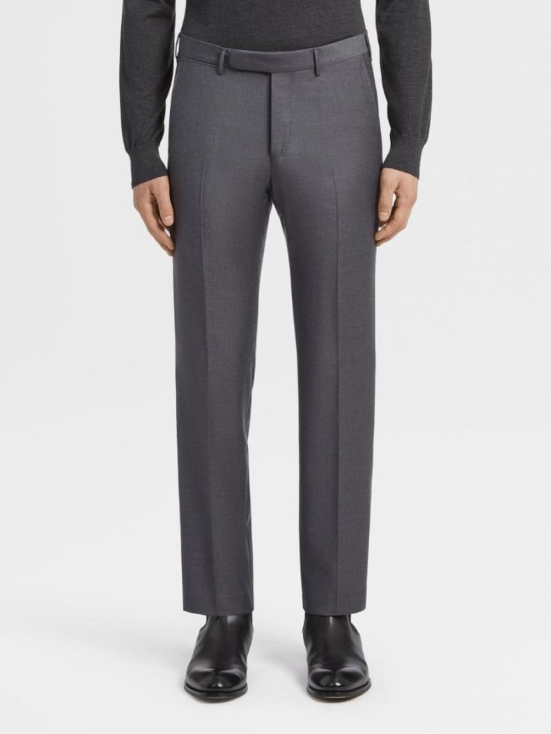 Grey Zegna Trofeo Wool Trousers | FQXJZET-19