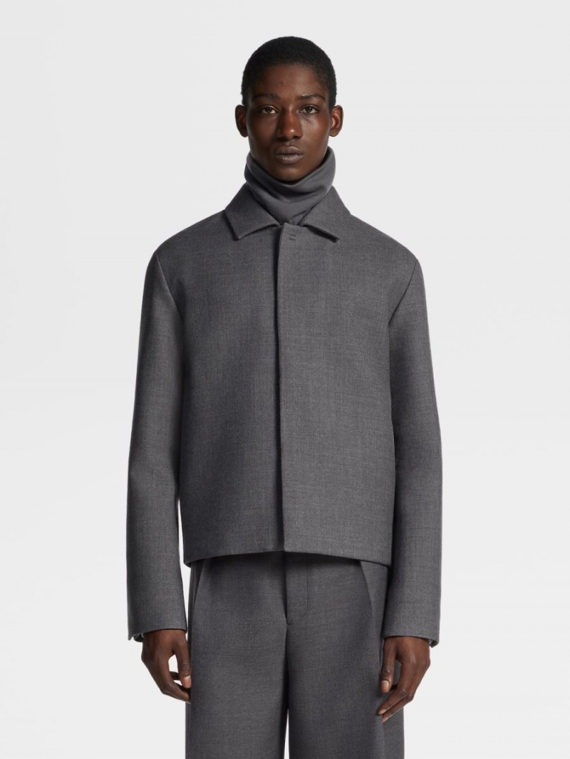 Grey Zegna Wool Chore Jacket | TMXEOHU-09