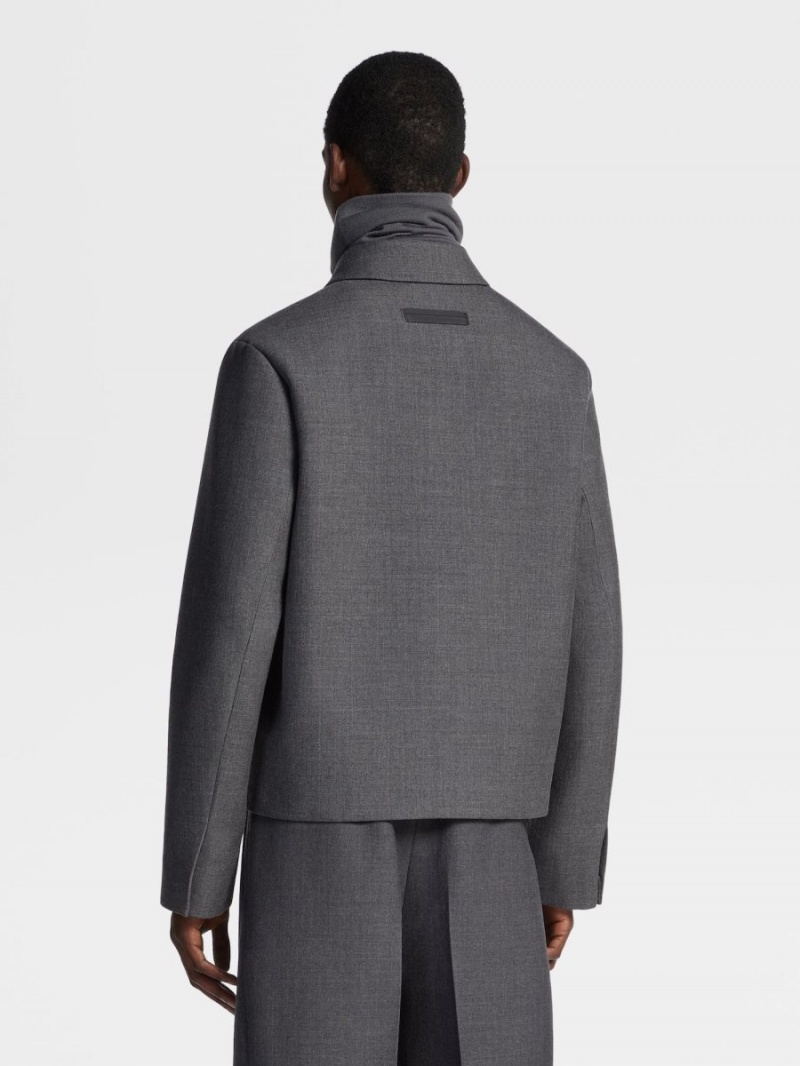 Grey Zegna Wool Chore Jacket | TMXEOHU-09