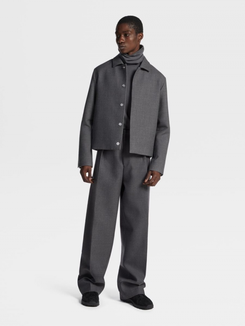 Grey Zegna Wool Chore Jacket | TMXEOHU-09