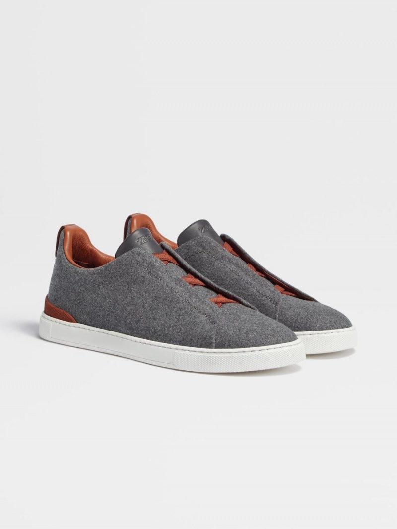 Grey Zegna #usetheexisting Wool Flannel Triple Stitch Low Top Sneakers | IRZMSAC-87