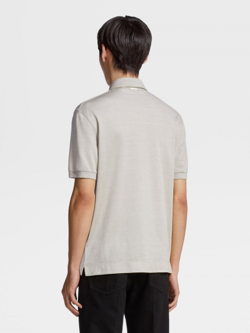 Light Beige Zegna Cotton And Silk Short-sleeve Polo | XYNVEJS-89