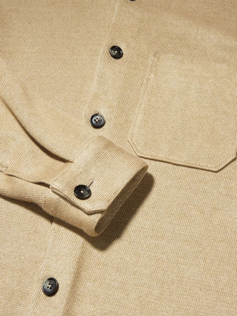 Light Beige Zegna Pure Linen Overshirt | PTCWRZI-21