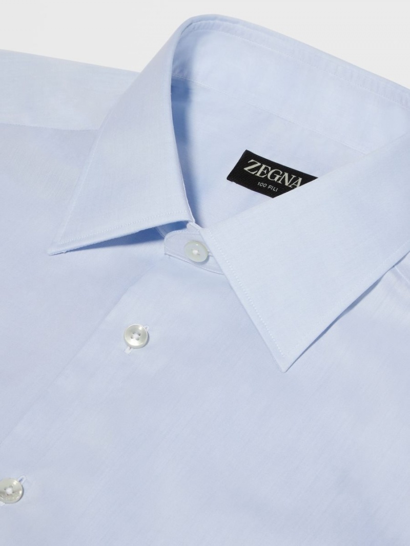 Light Blue Zegna 100fili Cotton Shirt | DJFUPKE-45