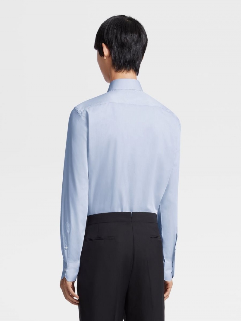 Light Blue Zegna 100fili Cotton Shirt | DJFUPKE-45