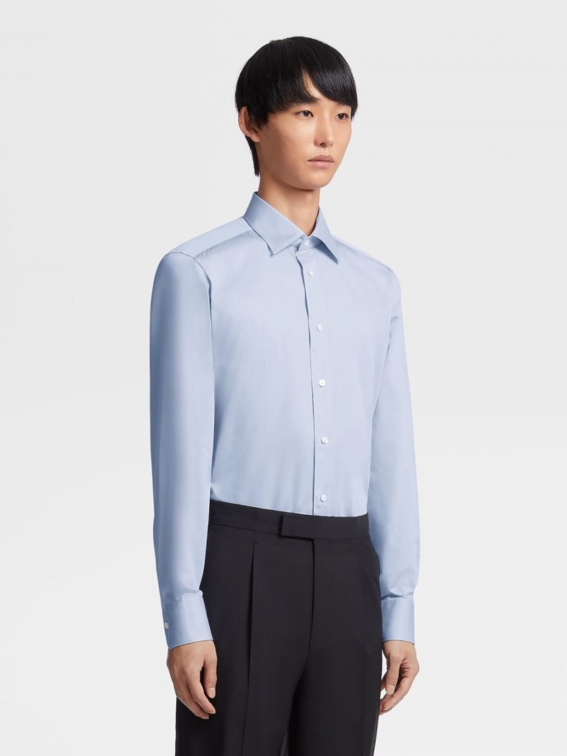 Light Blue Zegna 100fili Cotton Shirt | DJFUPKE-45