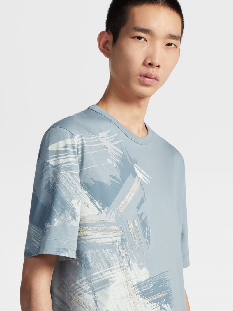 Light Blue Zegna Cotton T-shirt | OLRGKAB-09