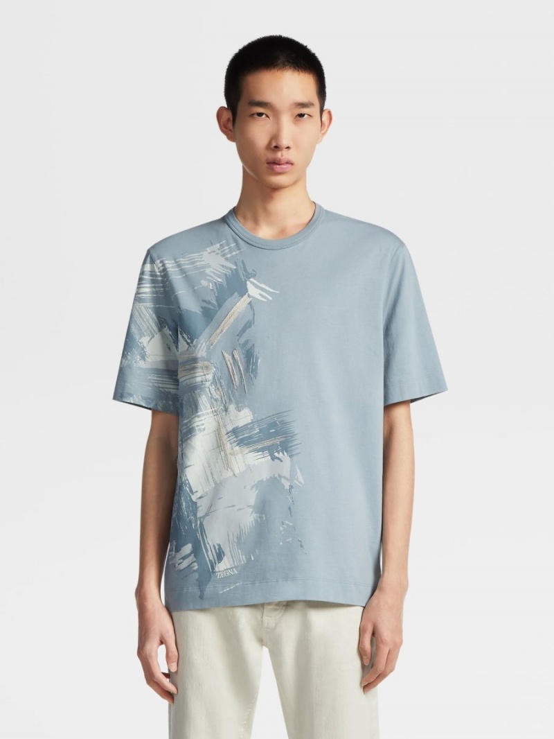 Light Blue Zegna Cotton T-shirt | OLRGKAB-09