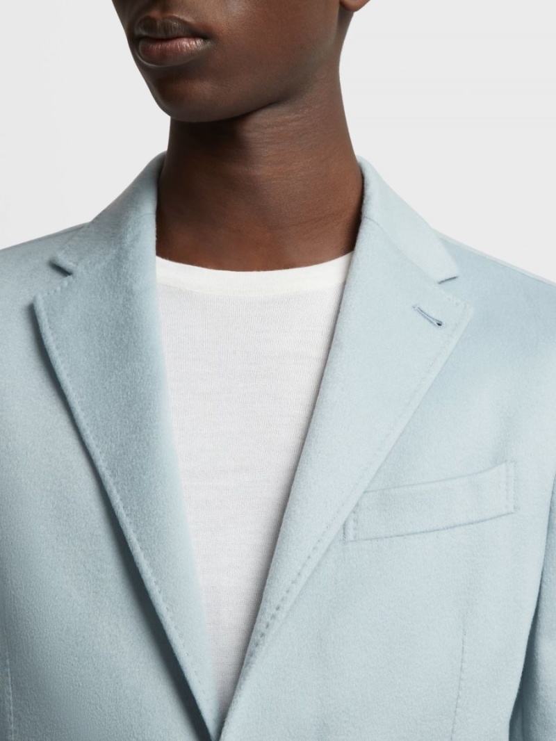 Light Blue Zegna Oasi Cashmere Shirt Jacket | CHSTOAQ-57