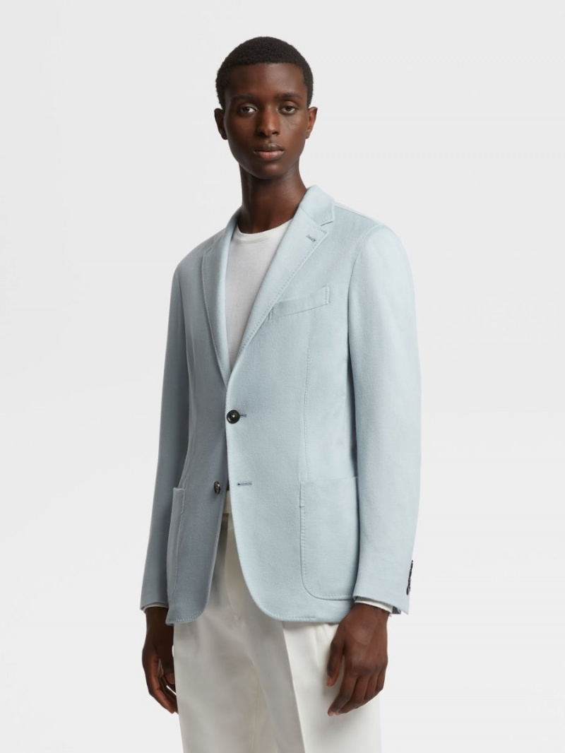 Light Blue Zegna Oasi Cashmere Shirt Jacket | CHSTOAQ-57