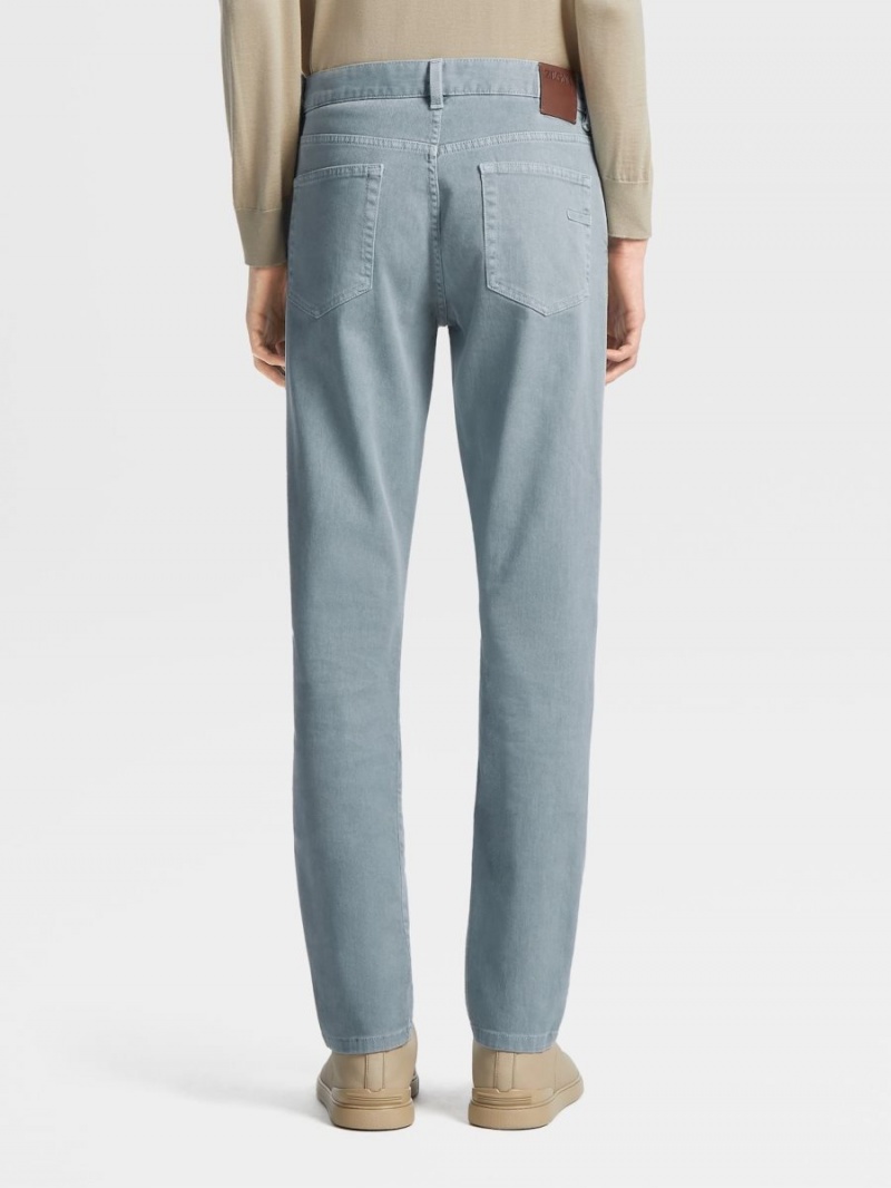 Light Blue Zegna Stretch Cotton Roccia Pants | GFCEWYP-02