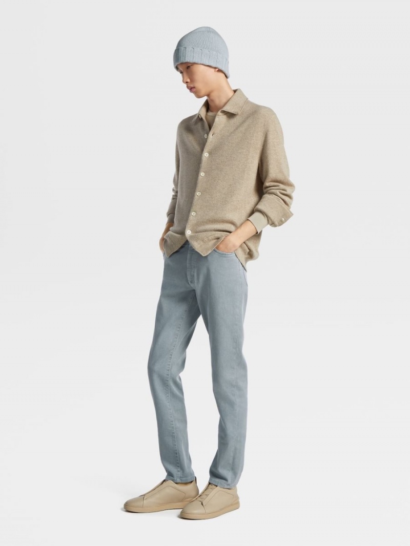 Light Blue Zegna Stretch Cotton Roccia Pants | GFCEWYP-02