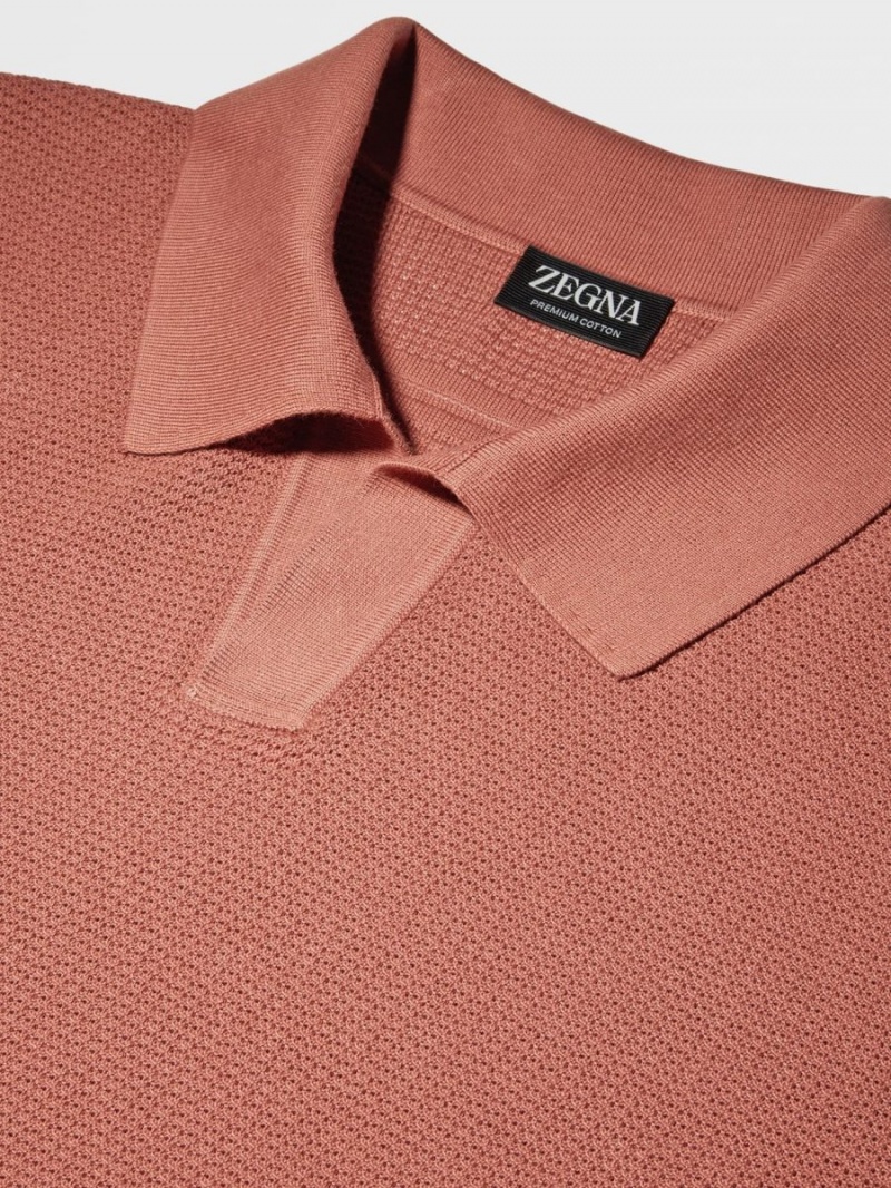 Light Burgundy Zegna Premium Cotton Polo Shirt | OXZISJD-40