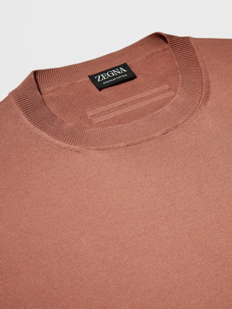 Light Burgundy Zegna Premium Cotton T-shirt | PAXTZHE-30