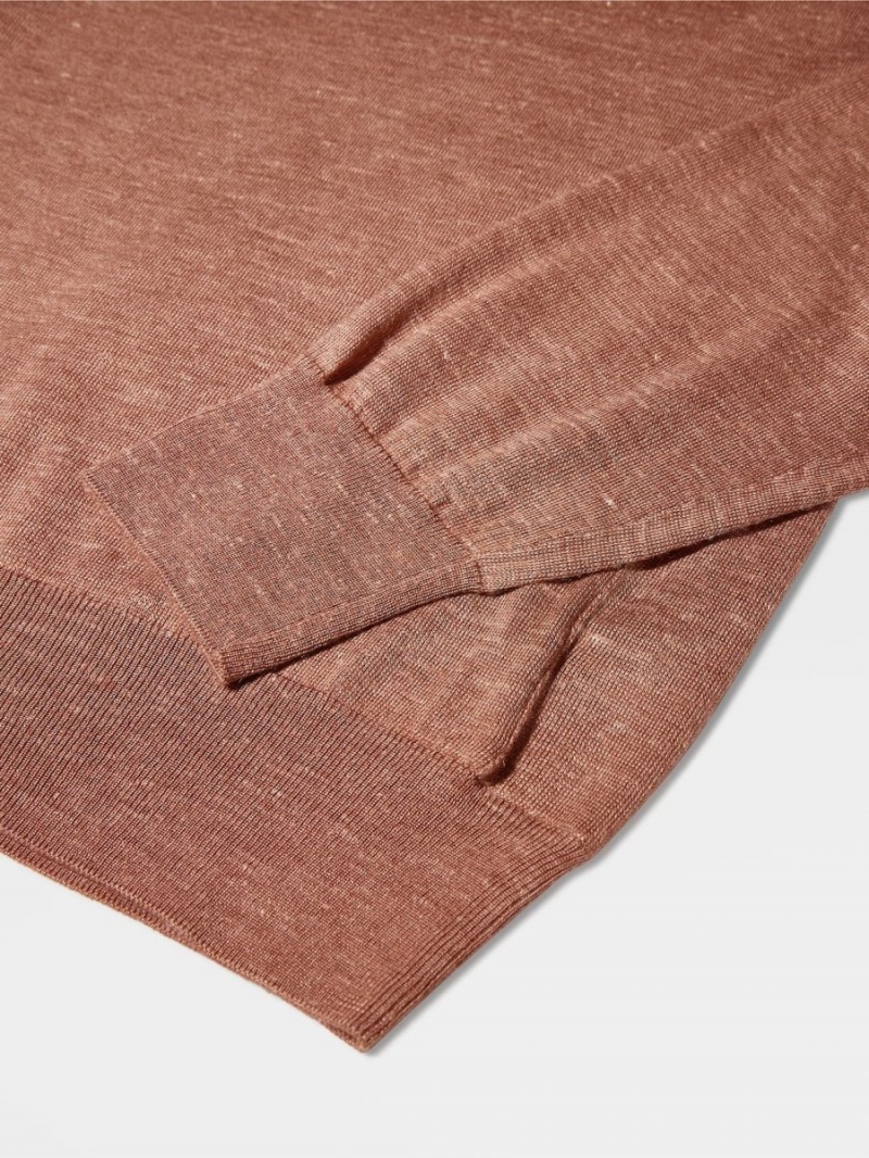 Light Burgundy Zegna Silk Cashmere And Linen Knit Crewneck | FTGMWUV-19