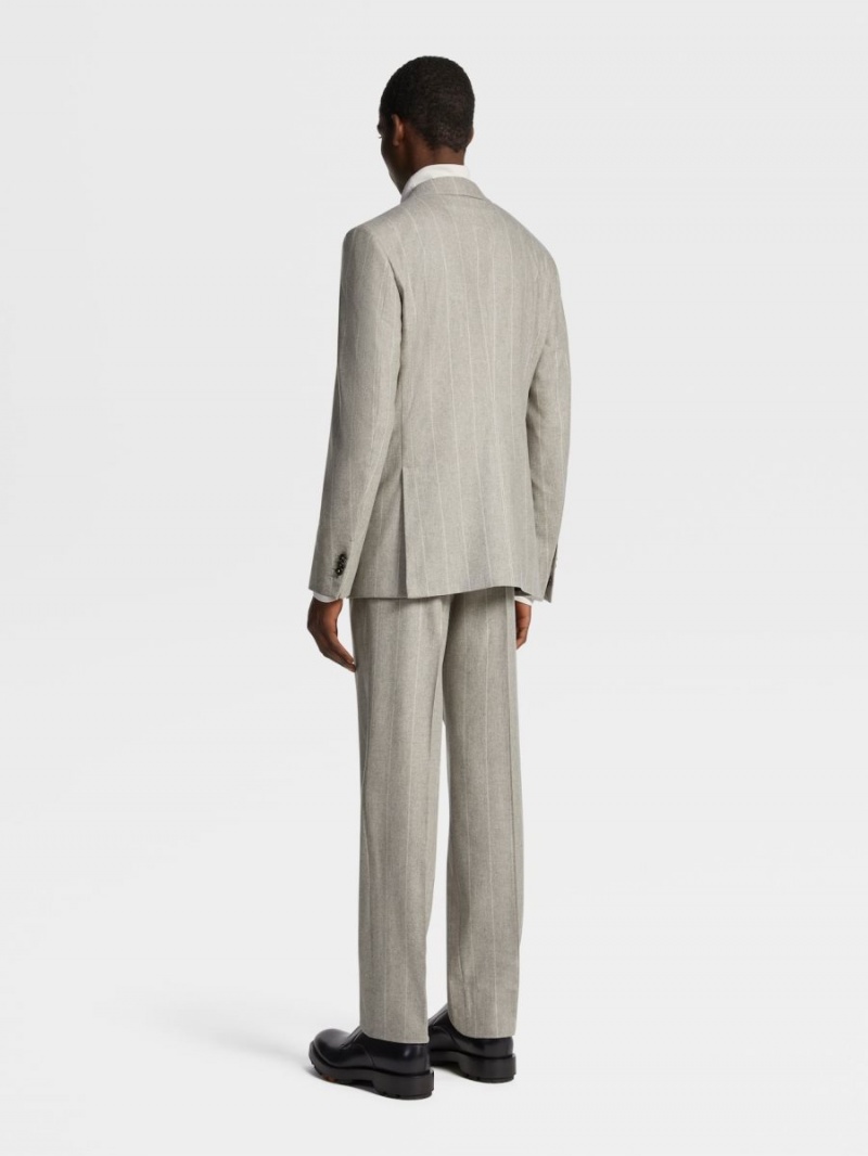 Light Grey Brown / White Zegna 14milmil14 Wool Blend Suit | PYTSCHZ-50