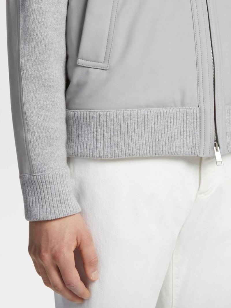 Light Grey Zegna Cashmere And Nubuck Blouson | LCURKOP-68