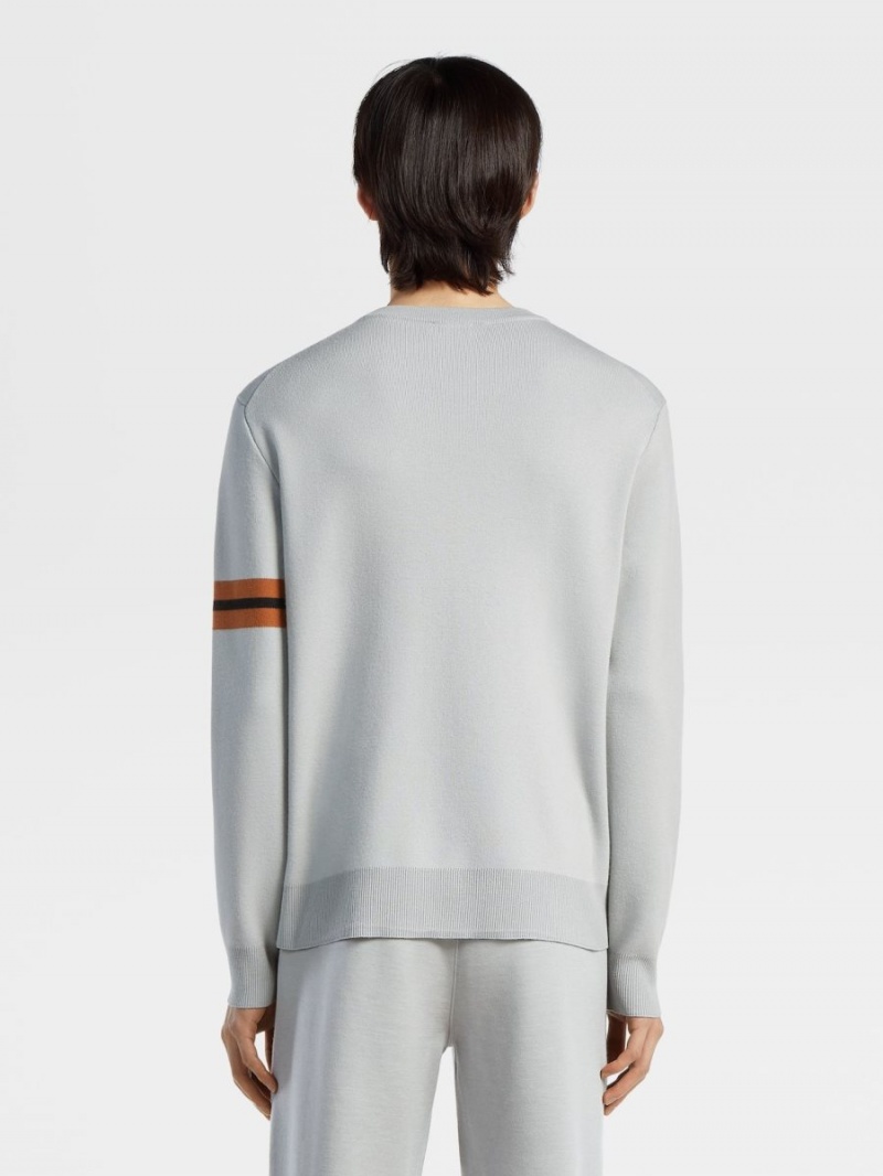 Light Grey Zegna High Performance Wool Crewneck | WEGRCDA-19