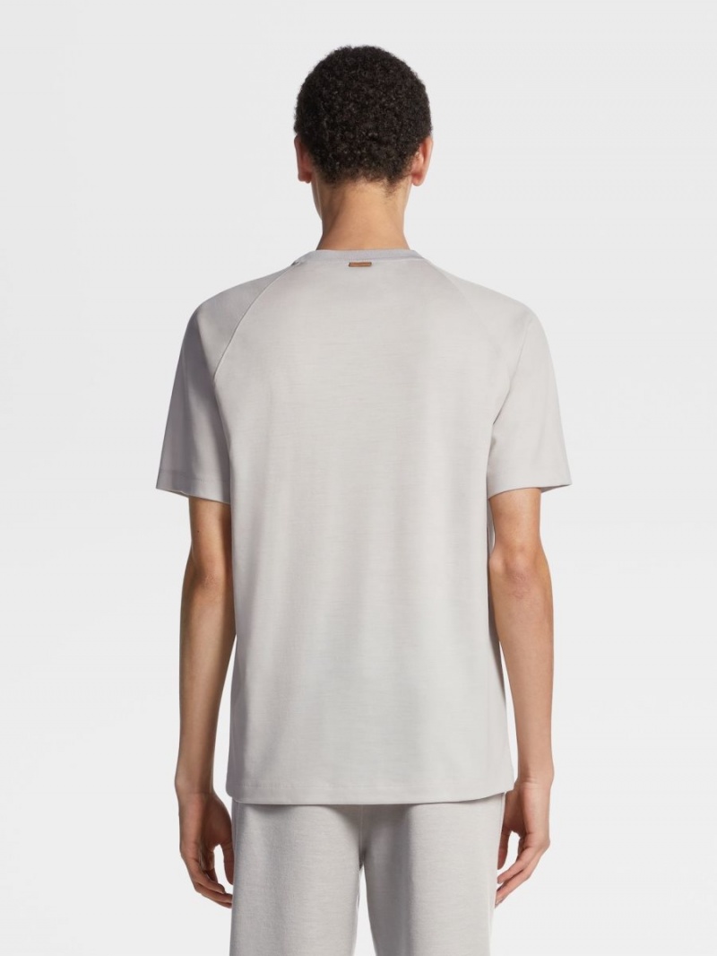 Light Grey Zegna High Performance Wool T-shirt | RZXKILG-63