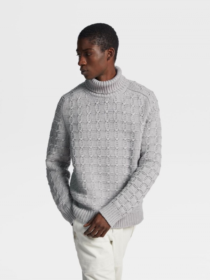 Light Grey Zegna Oasi Cashmere Turtleneck | TVKBWDO-14