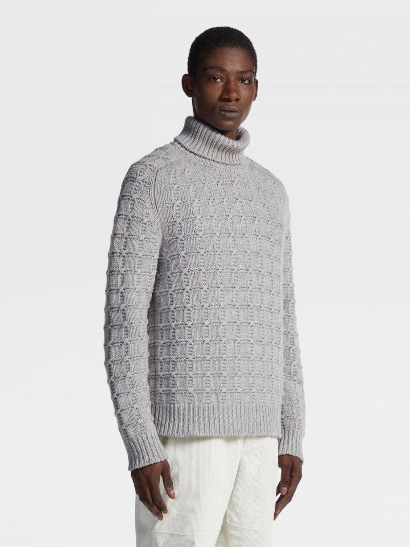 Light Grey Zegna Oasi Cashmere Turtleneck | TVKBWDO-14