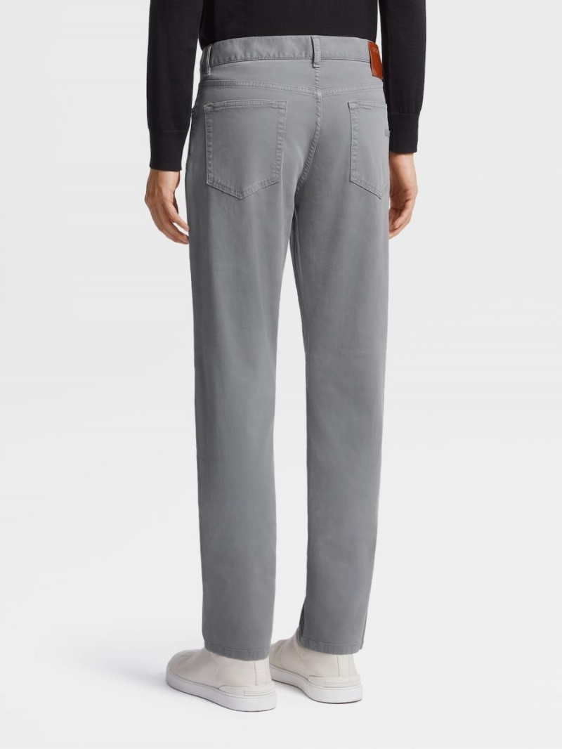 Light Grey Zegna Stretch Cotton Roccia Pants | GCNDVFH-20