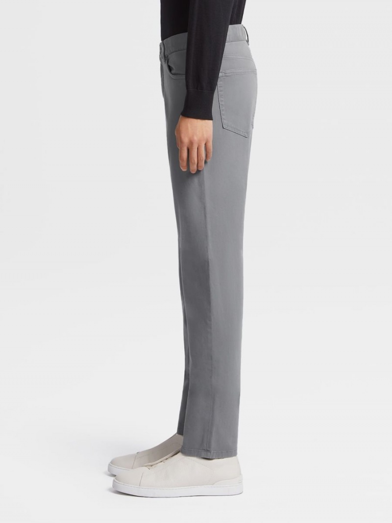 Light Grey Zegna Stretch Cotton Roccia Pants | GCNDVFH-20