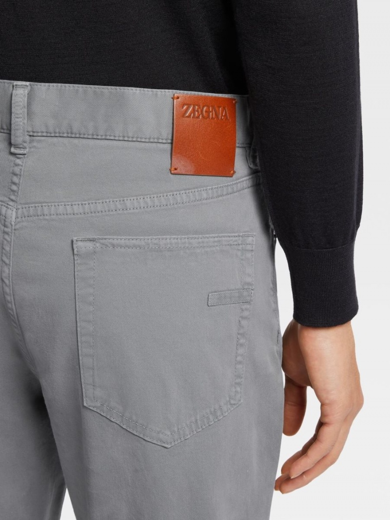 Light Grey Zegna Stretch Cotton Roccia Pants | GCNDVFH-20