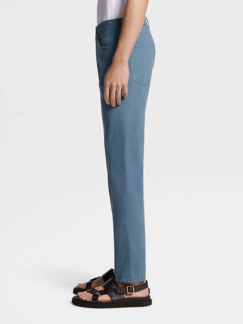 Light Turquoise Blue Zegna Stretch Cotton Jeans | WIFRGLB-42