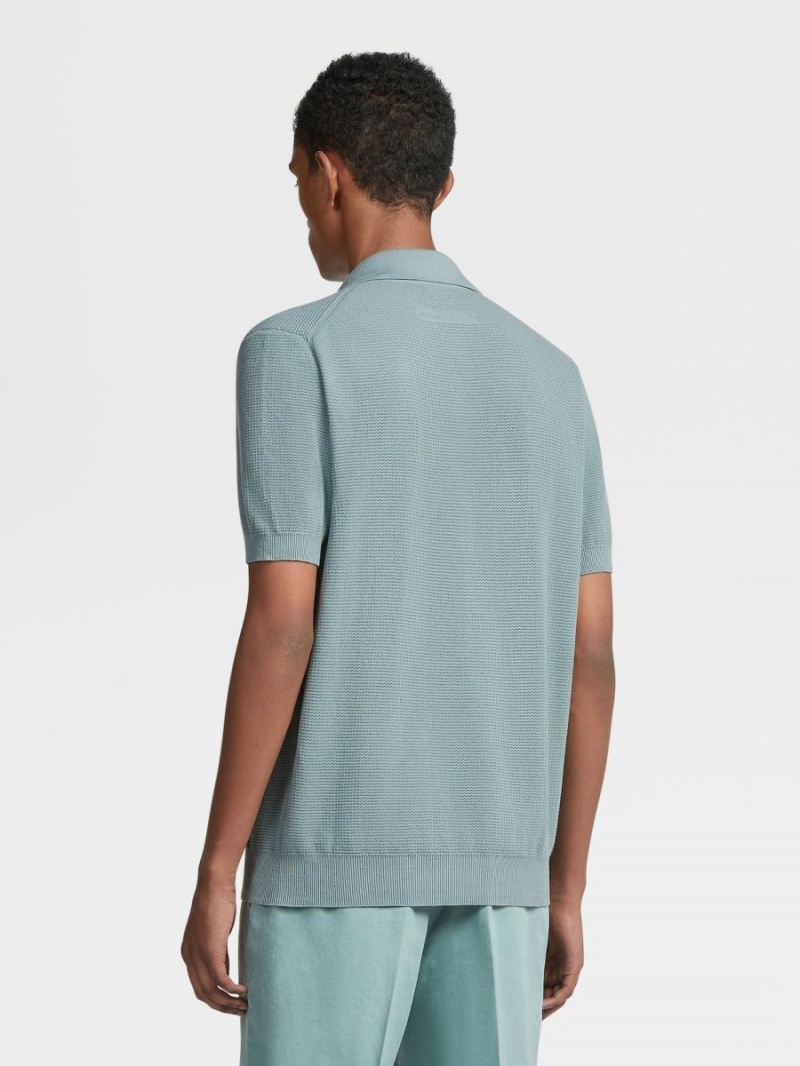 Light Turquoise Green Zegna Premium Cotton Polo Shirt | MSGVEWT-73