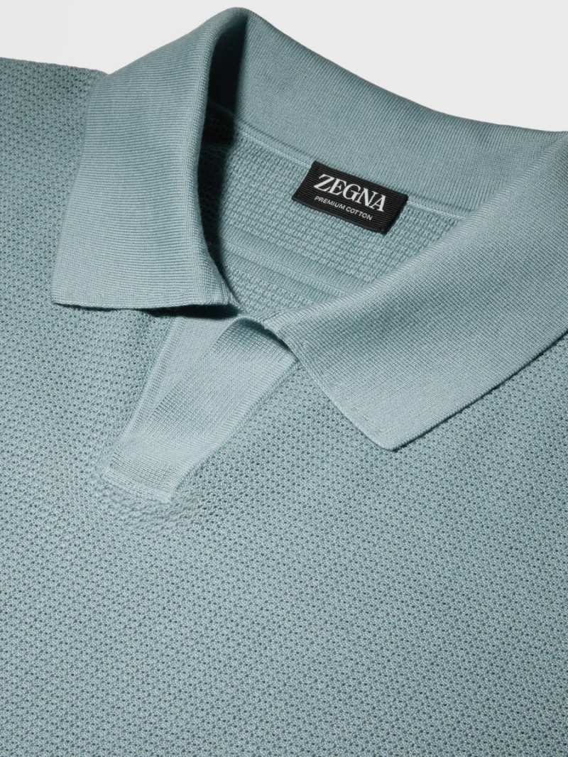 Light Turquoise Green Zegna Premium Cotton Polo Shirt | MSGVEWT-73