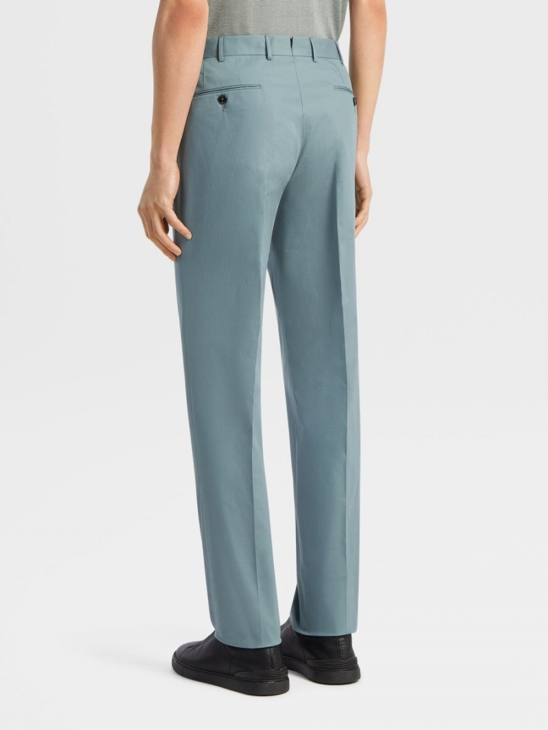 Light Turquoise Green Zegna Premium Cotton Pants | IWSODTK-13