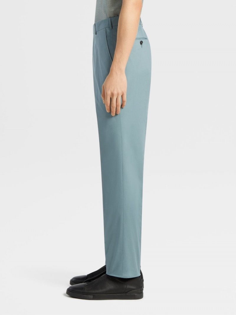 Light Turquoise Green Zegna Premium Cotton Pants | IWSODTK-13