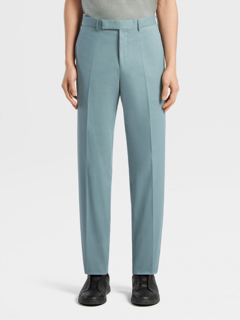 Light Turquoise Green Zegna Premium Cotton Pants | IWSODTK-13