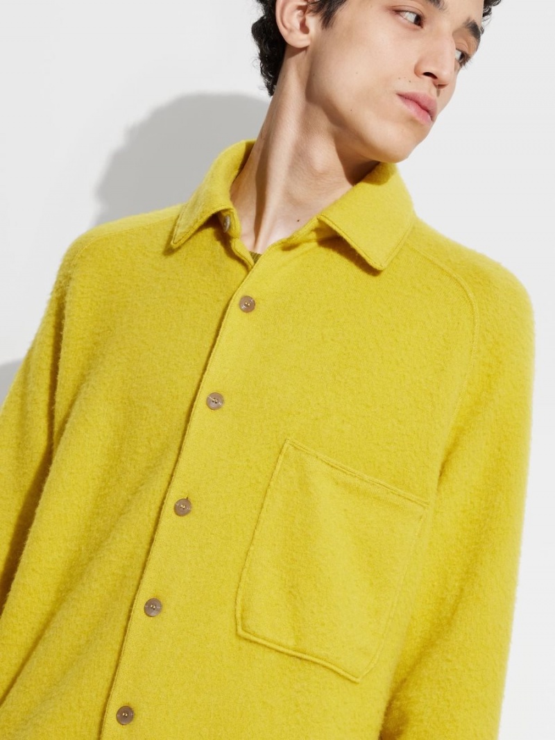 Light Yellow Zegna The Elder Statesman Oasi Cashmere Shirt | WBEKZUV-69