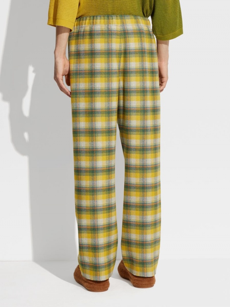 Light Yellow / Green Zegna The Elder Statesman Silk And Cashmere Joggers | KZLFTSB-97