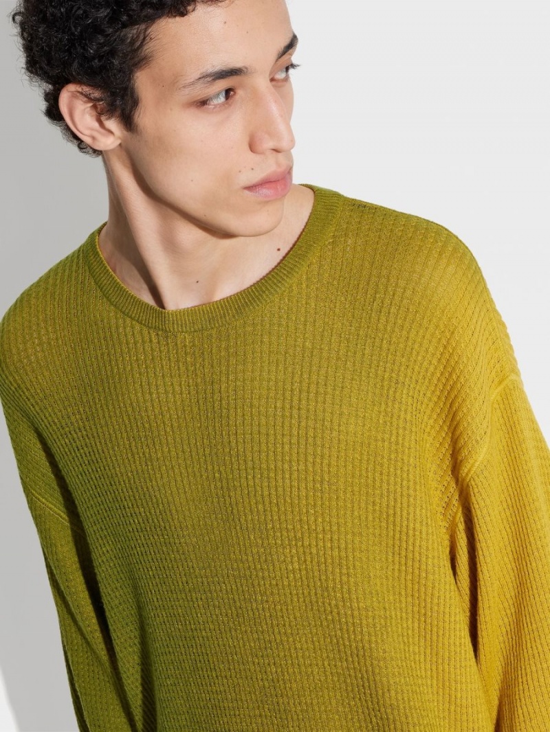 Light Yellow / Light Green Zegna The Elder Statesman Cotton And Cashmere T-shirt | OUXQZDN-49