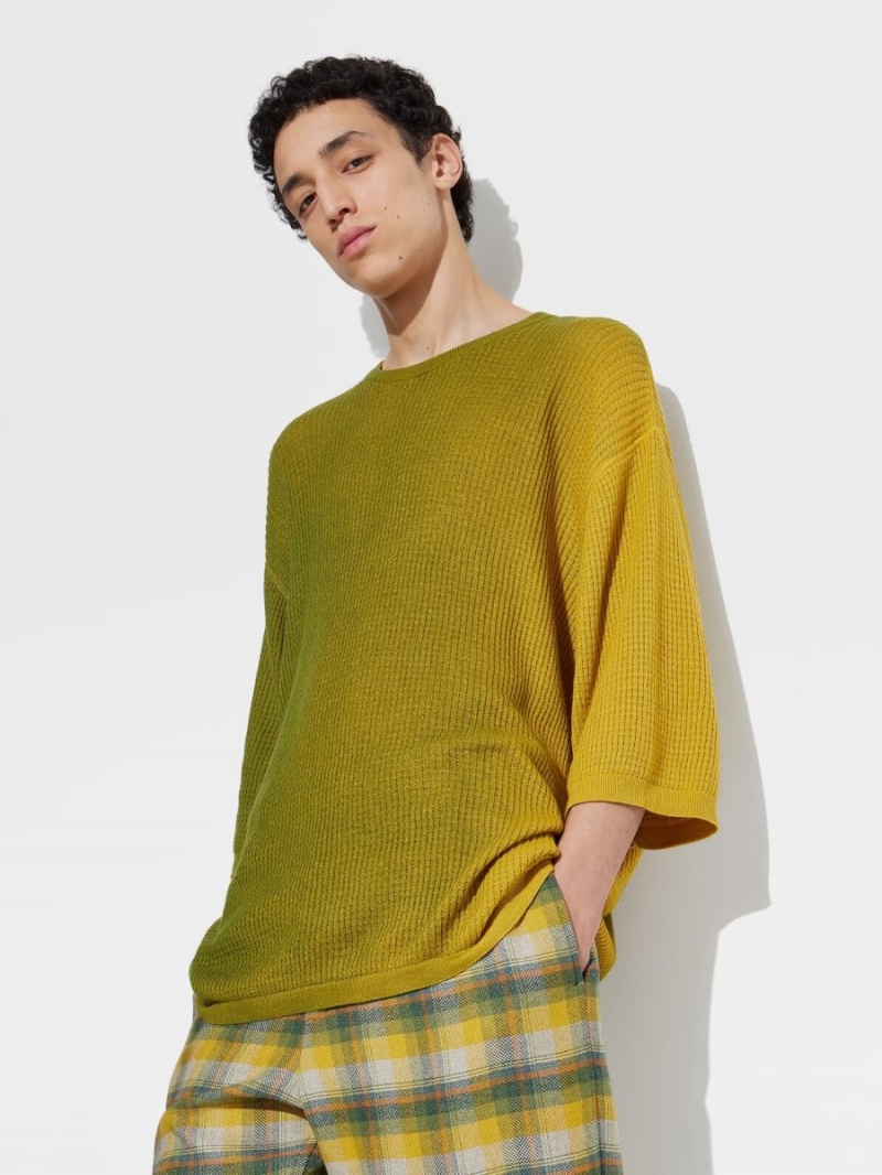 Light Yellow / Light Green Zegna The Elder Statesman Cotton And Cashmere T-shirt | OUXQZDN-49