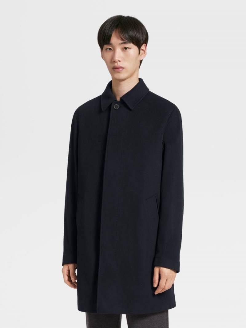 Navy Blue Zegna 12milmil12 Wool Trench Coat | FUIJLCZ-82