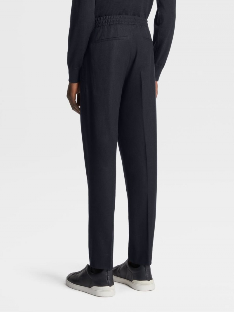 Navy Blue Zegna 14milmil14 Wool Blend Joggers | JSOWDQY-13