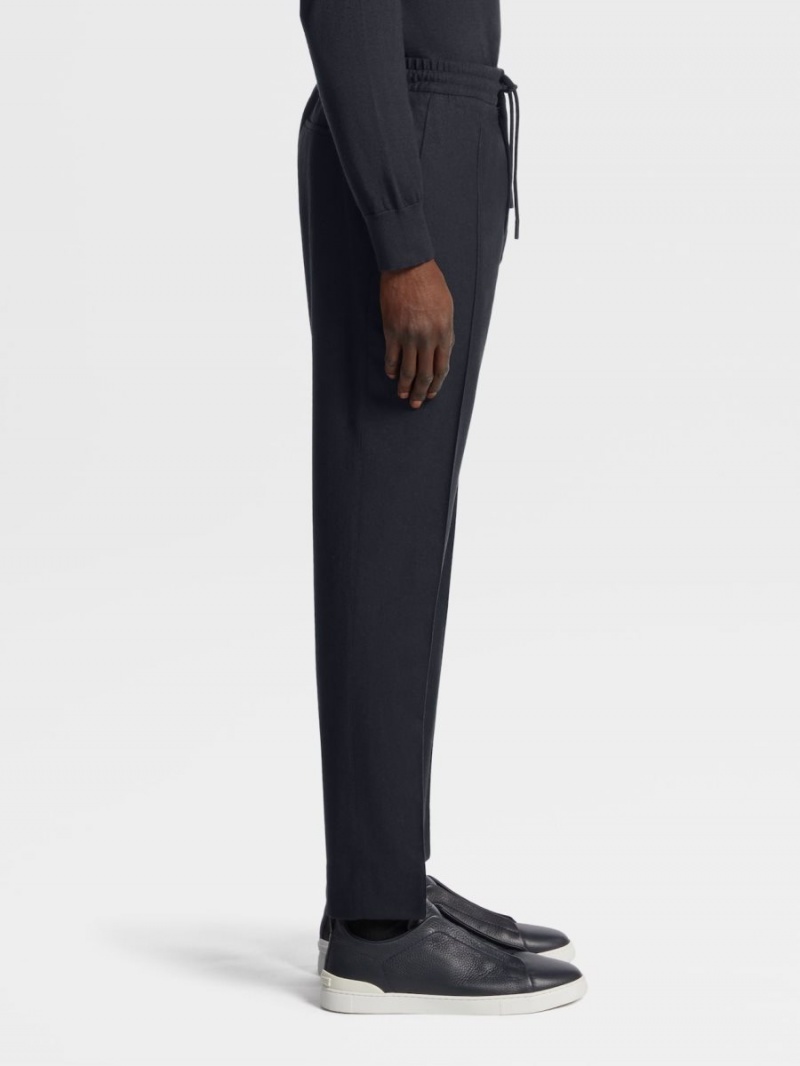 Navy Blue Zegna 14milmil14 Wool Blend Joggers | JSOWDQY-13