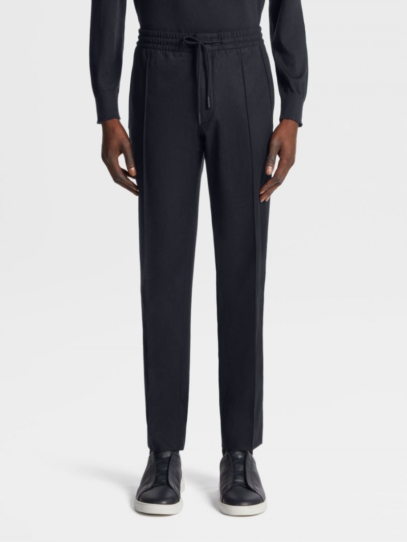 Navy Blue Zegna 14milmil14 Wool Blend Joggers | JSOWDQY-13