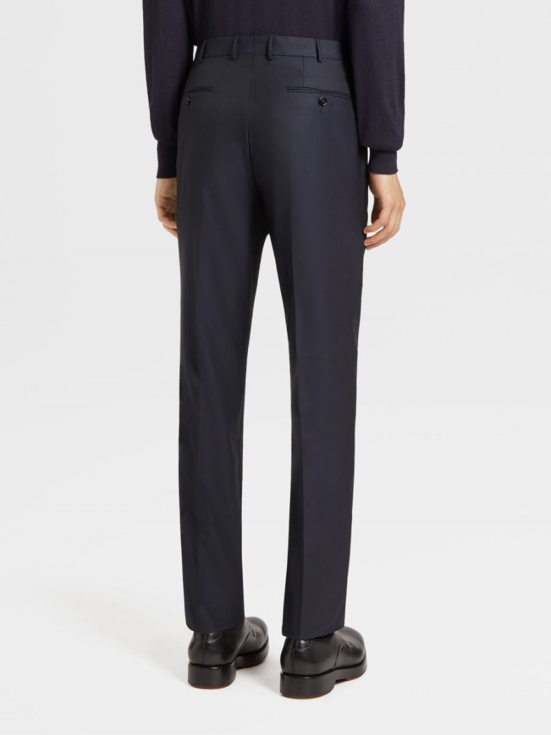 Navy Blue Zegna 15milmil15 Wool Pants | SGCWQIL-59