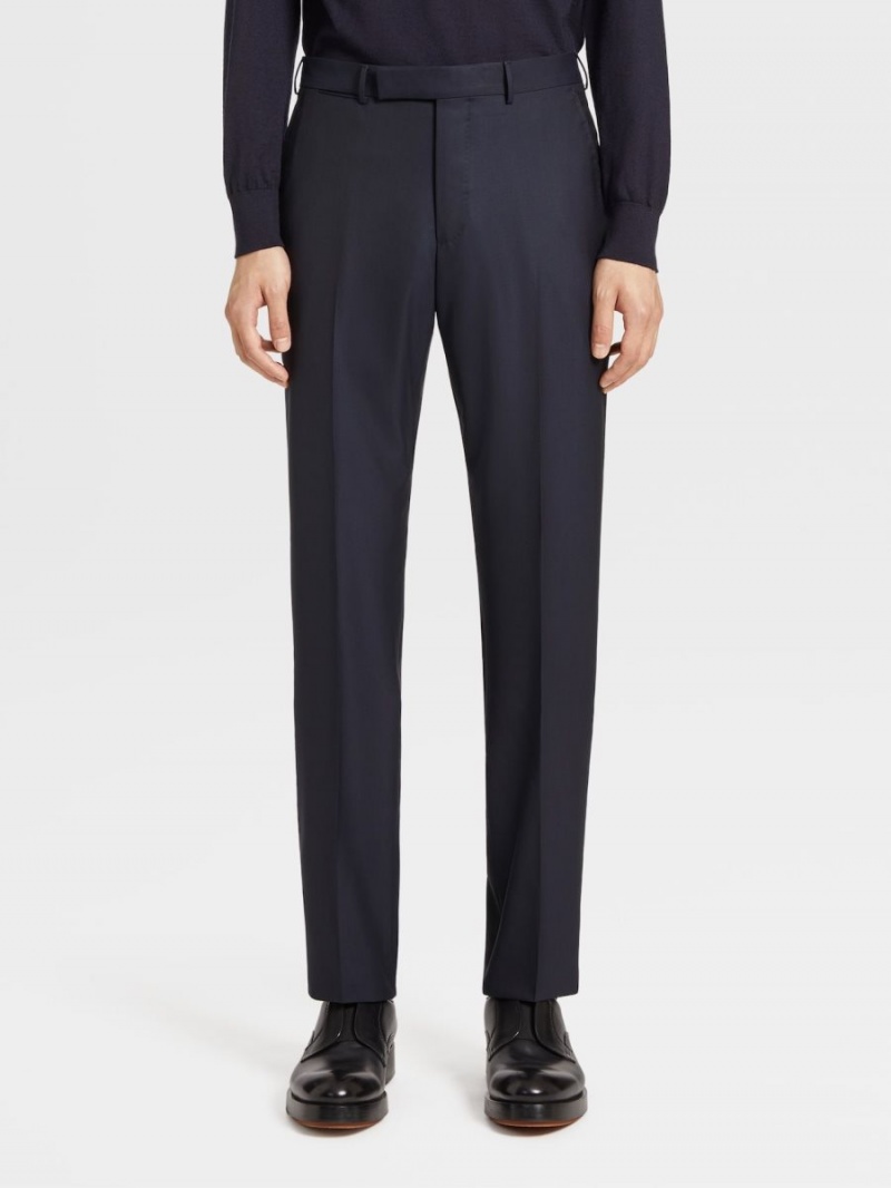 Navy Blue Zegna 15milmil15 Wool Pants | SGCWQIL-59