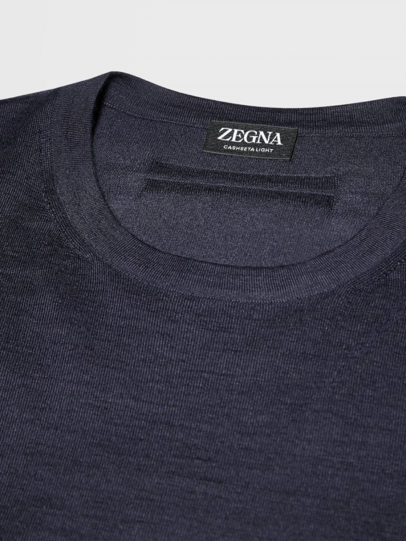 Navy Blue Zegna Cashseta Crewneck | WFTXANK-54