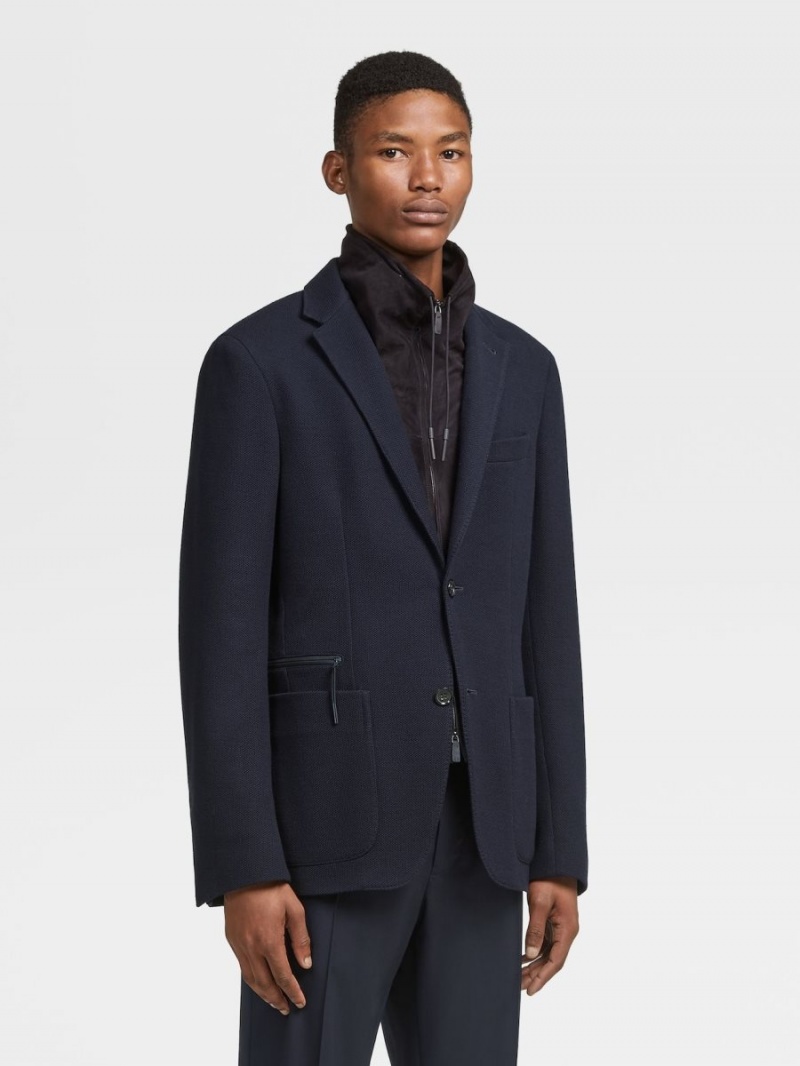 Navy Blue Zegna High Performance Jersey Jacket | EAQWSFY-46