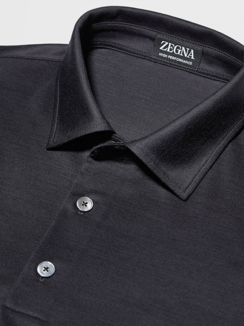 Navy Blue Zegna High Performance Long-sleeve Polo | YGDFRZV-69