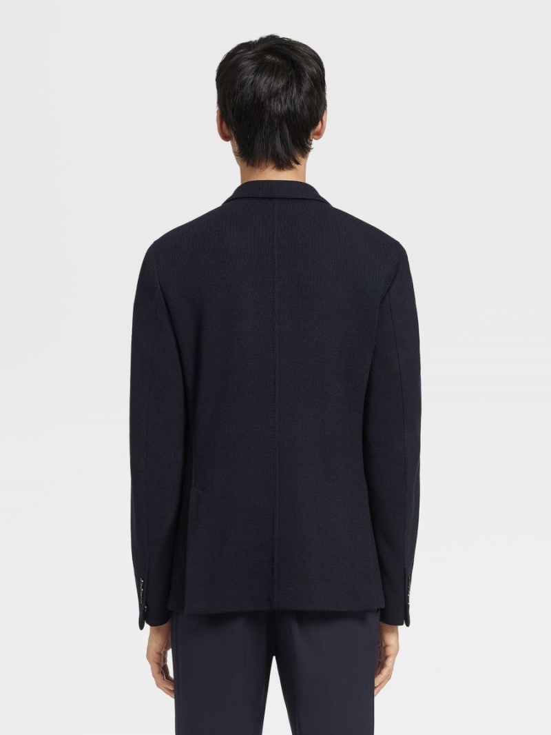 Navy Blue Zegna High Performance Wool And Cotton Jersey Jacket | NWDIATP-72