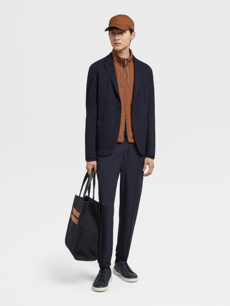 Navy Blue Zegna High Performance Wool And Cotton Jersey Jacket | NWDIATP-72