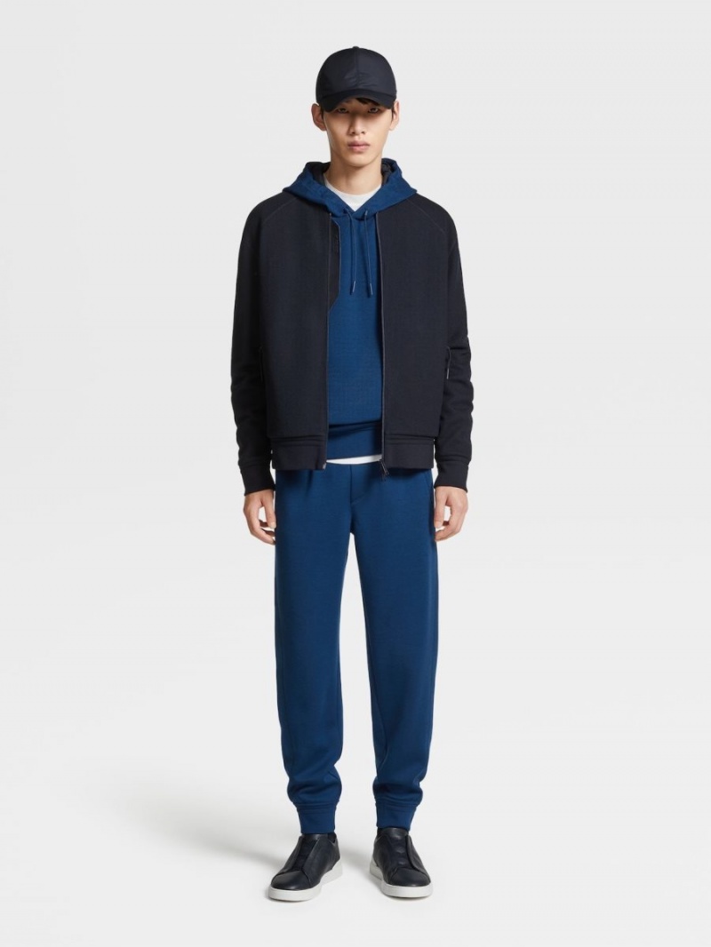 Navy Blue Zegna High Performance Wool And Cotton Bomber | LYBFHJA-01